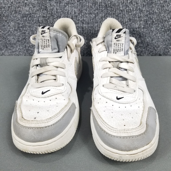 NIKE AIR FORCE 1 SHOES kids SIZE 2Y WHITE WOLF GRAY PRESCHOOL - Picture 5 of 10